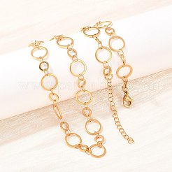 304 Stainless Steel 10mm and 14MM Ring Link Chain Necklaces&nbsp;NJEW-P343-02C-G