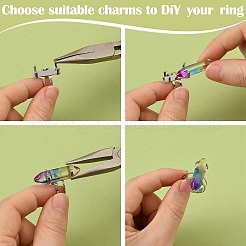 鉄の指輪のプロングセッティング  4つの爪のプロングリングのセッティング  プラチナ  トレイ：20x8mm  18mm&nbsp;X-IFIN-K035-01P