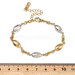 ツートンカラーのホースアイ模様の304ステンレススチール製リンクブレスレット（女性用）  イオンプレーティング（ip）  長持ちメッキ  本金メッキ&ステンレススチールカラー  6.85インチ（17.4cm）&nbsp;BJEW-A169-13GP