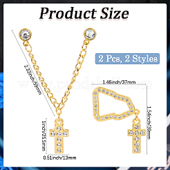 2Pcs 2 Styles Cross Alloy Enamel Hanging Chain Brooches&nbsp;JEWB-WH20001-09