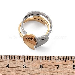 304ステンレススチールカフリング  女性のためのジュエリー  ハート  ゴールデン·ステンレス鋼色  調整可能  ハート：8x13.5mm  2個/セット&nbsp;LS-RJEW-K287-04A