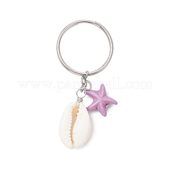 Synthetical Turquoise & Natural Mixed Cowrie Shell Keychains&nbsp;KEYC-JKC01344