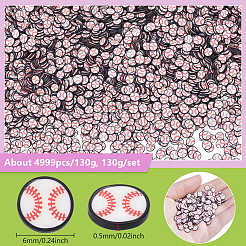 ポリマークレイカボション130g  野球  スポーツのテーマ  レッド  6x0.5mm&nbsp;CLAY-NB0001-76C