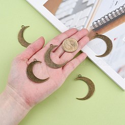 合金のチベット風チャーム  ムーン  カドミウムフリー＆ニッケルフリー＆鉛フリー  アンティークブロンズ  44x35x2mm  穴：3mm  約188個/1000g&nbsp;TIBE-S303-31AB-NR