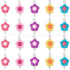 30Pcs 5 Colors Acrylic Beaded Connector Charms&nbsp;PALLOY-TAC0195