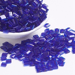 MIYUKIティラビーズ  日本製シードビーズ  2穴  （tl151)透明コバルト  5x5x1.9mm  穴：0.8mm  約118PCS /ボトル  10 G /ボトル&nbsp;SEED-JP0008-TL151