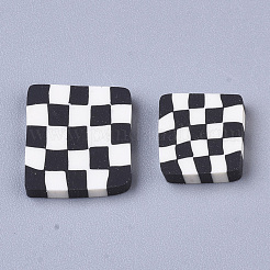 手作り樹脂クレイカボション  白黒  正方形  9~12x9~12x1~3mm  約5000個/1000g&nbsp;CLAY-R087-02