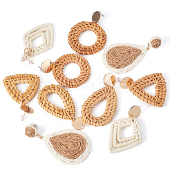 5Pairs 5 Styles Alloy Rattan Woven Dangle Stud Earrings&nbsp;EJEW-TA0001-69