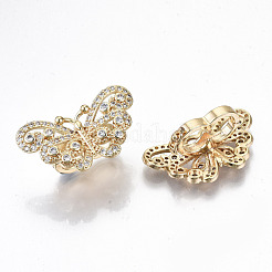 Brass Micro Pave Clear Cubic Zirconia Pendants&nbsp;KK-T062-31G-NF