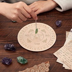未染色の木板  家の装飾  フラットラウンド  星の模様  149x2.8mm&nbsp;AJEW-WH0258-218A