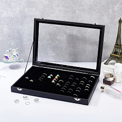 100 Slot Rectangle Dustproof Wood Jewelry Presentation Box&nbsp;AJEW-WH0323-46