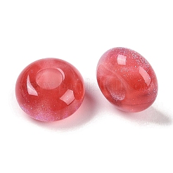 グリッターパウダー入り樹脂ヨーロピアンビーズ  大穴ビーズ  ロンデル  ミックスカラー  13.5x7.5mm  穴：5mm&nbsp;RESI-F055-07