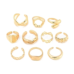 合金の調節可能なリング  女性のためのジュエリー  ゴールドカラー  5.3~14mm  内径：15.3~18.2mm  10個/セット&nbsp;RJEW-K260-02B-G