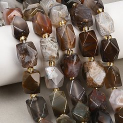 天然石ボツワナアゲートビーズ連売り  菱形  多面カット  シードビーズで  14~16x10~11.5x9.5~11mm  穴：1mm  約21~23個/連  15.16''~15.91''（38.5~40.4センチメートル）&nbsp;G-P611-B01-01