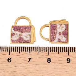 304ステンレススチールエナメルペンダント  バッグのチャーム  グリッターパウダー付き  18KGP本金メッキ  15x13x1.3mm  穴：7x4mm&nbsp;STAS-A136-01G-05