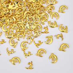 120個2スタイルの合金カボション  エポキシ樹脂は充填アクセサリーを供給します  月と猫の形  樹脂ジュエリーのために  ゴールドカラー  6.5~9x6.5~7.5x1mm  60個/スタイル&nbsp;FIND-OC0001-49