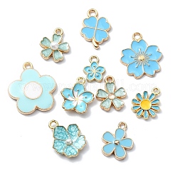 60個10スタイルアロイエナメルペンダント  花  ゴールドカラー  ミックスカラー  15.5~21.5x13.5~19x2.5~4.5mm  穴：1~2mm  6個/スタイル&nbsp;FIND-CJ0002-33