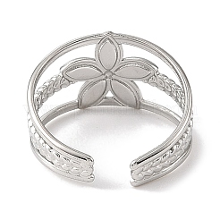 Flower 304 Stainless Steel Enamel Open Cuff Rings for Women&nbsp;RJEW-F166-21P-01