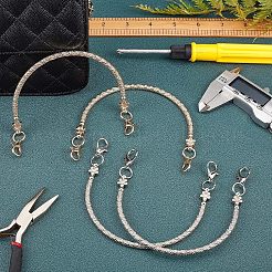 4個2色の鉄製バッグハンドル  カニカン付き  花柄ハーフラウンド  バッグアクセサリー用  ライトゴールド＆プラチナ  ミックスカラー  10.5x11.7x0.5cm  2個/カラー&nbsp;FIND-FH0001-96