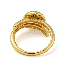 Flat Round with Tree of Life Brass Micro Pave Clear Cubic Zirconia Double Rings&nbsp;RJEW-Z050-23G