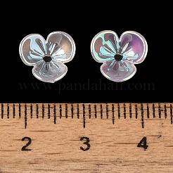 メッキ不透明アクリルビーズキャップ  3  - 花びらの花  カラフル  9.5x9.5x2.8mm  穴：1.2mm&nbsp;OACR-E039-66C