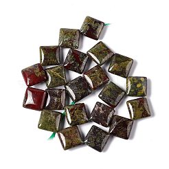 天然石ドラゴンブラッドビーズ連売り  菱形  18~19x18~19x6mm  辺の長さ：15~15.5mm  穴：1.4mm  約21個/連  15.75''（40センチメートル）&nbsp;G-L254-14