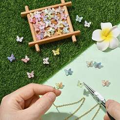 100 個の abs プラスチック模造真珠のペンダント  蝶  304ステンレススチール製金具付き  ミックスカラー  7.6mm  穴：2.3mm&nbsp;PALLOY-CJ00179