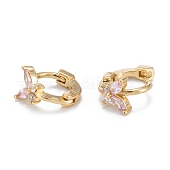 Butterfly Sparkling Cubic Zirconia Hoop Earrings for Girl Women&nbsp;EJEW-H126-26G-B