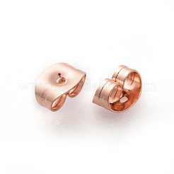 304ステンレススチール製イヤーナット  スタッド イヤリングのフリクション イヤリング バック  ローズゴールド  6x4.5x3mm  穴：0.8~1mm&nbsp;X-STAS-L222-44RG