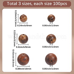 300Pcs 3 Styles Wood Beads&nbsp;WOOD-SC0002-14