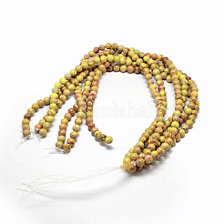 丸い天然インペリアルジャスパービーズ  染め  ゴールド  6mm  穴：1mm  約62個/連  15インチ&nbsp;G-I122-6mm-02