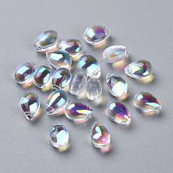 透明ガラスビーズ  トップドリルビーズ  ティアドロップ  ミックスカラー  9x6x5mm  穴：1mm&nbsp;X-GGLA-M004-05A
