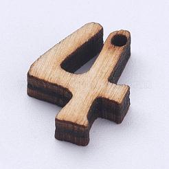 未染色の木製チャーム  数  キャメル  14~15x9~11.5x3~3.5mm  穴：1~2mm&nbsp;WOOD-L003-17