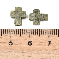 ヴィンテージの手作り磁器ビーズ  ファンシーアンティーク施釉磁器  クロス  ダークオリーブグリーン  10x8x3.5mm  穴：1.6mm&nbsp;PR-CBA938E-08D