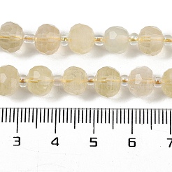 天然石レモンジェイド翡翠ビーズ連売り  多面カット  ロンデル  シードビーズで  7.5~8x6.5mm  穴：1.4mm  約45~46個/連  15.75''（40センチメートル）&nbsp;G-H057-A04-01