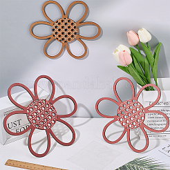 天然木ペンダントセット3個  染色されていない  花  レッド  205~250x185~230x4mm  穴：7.5~9mm&nbsp;WOOD-WH20002-04A