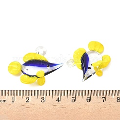 手作りランプワークペンダント  魚  きいろ  29~33x37~42x13~15mm  穴：2~3mm&nbsp;LAMP-D304-01