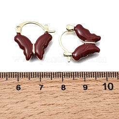 合金エナメルフープピアス  蝶  ゴールドカラー  18.5~19x18.5mm&nbsp;EJEW-G466-06G