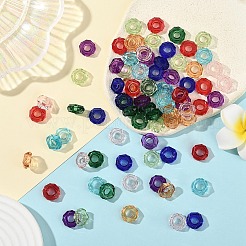 80 個 8 色エポキシ樹脂ヨーロッパビーズ  大穴ビーズ  ドーナツ  多面カット  ミックスカラー  13~14x5mm  穴：6mm  10個/カラー&nbsp;RPDL-YW0001-16