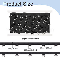 ポリエステルレーステープ  プラスチック D リング コルセット リボン  ブラック  2.2cm&nbsp;DIY-WH0430-824B