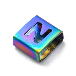 Ion Plating(IP) 304 Stainless Steel Square Slide Charms&nbsp;STAS-L132-19N-M