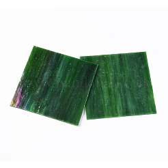 さまざまなガラスシート  大聖堂のガラスモザイクタイル  工芸用  濃い緑  105~110x105~110x2.5mm&nbsp;GLAA-G072-01E