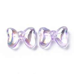 UVメッキレインボー虹色アクリルビーズ  蝶結び  ミックスカラー  29x21x10mm  穴：2.8mm&nbsp;OACR-H015-06