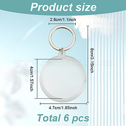 記念コインプラスチックペンダントキーホルダーセット6個  鉄パーツ  コイン収集用  ラウンド  透明  8cm  ラウンド：47x6.5mm&nbsp;KEYC-FH0001-50