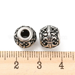 316サージカルステンレスビーズ  ラウンド  アンティークシルバー  10x9mm  穴：4mm&nbsp;STAS-Q304-44AS