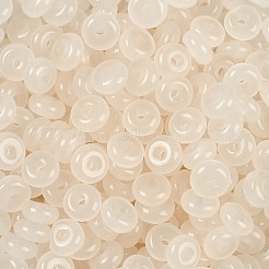 透明な色のガラスシードビーズ  ドーナツ  小麦  6.5x3mm  穴：1.8mm  約30個/10g&nbsp;X1-SEED-P008-01B-06