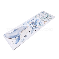 海洋生物柄のPVC防水粘着ステッカー  壁のステッカー  ブルー  900x300x0.2mm  約2個/セット&nbsp;STIC-K001-01