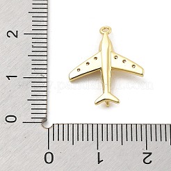 真鍮マイクロパヴェクリアキュービックジルコニアペンダント  飛行機チャーム  ラックめっき  長持ちメッキ  鉛フリー＆カドミウムフリー  18KGP本金メッキ  18.5x15.5x2.5mm  穴：1mm&nbsp;KK-L228-45G
