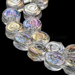 Ab カラーメッキ電気メッキ透明ガラスビーズ連売り  ローズ  クリアAB  6x7x3.5mm  穴：1mm  約110個/連  25.20インチ（64cm）&nbsp;EGLA-G037-01A-AB02