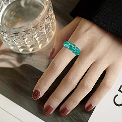 グリッター エナメル ツイスト ウェーブ オープン カフ リング  女性のための真鍮のアクセサリー  グリーン  usサイズ6 1/4(16.7mm)&nbsp;JR922A
